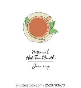 line art of National Hot Tea Month good for National Hot Tea Month celebrate. line art.
