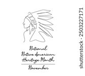 line art of National Native American Heritage Month good for National Native American Heritage Month celebrate. line art.