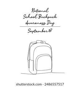 line art of National School Backpack Awareness Day good for National School Backpack Awareness Day celebrate. line art.