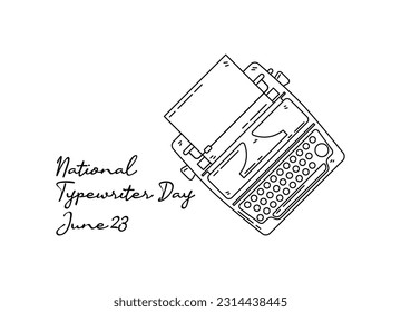 line art of national typewriter day good for national typewriter day celebrate. line art. illustration.