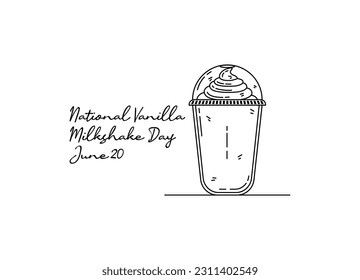 line art of national vanilla milkshake day good for national vanilla milkshake day celebrate. line art. illustration.