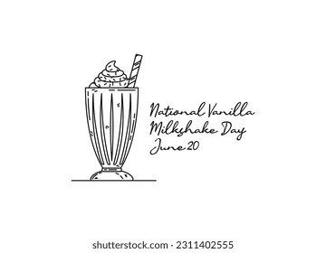 line art of national vanilla milkshake day good for national vanilla milkshake day celebrate. line art. illustration.
