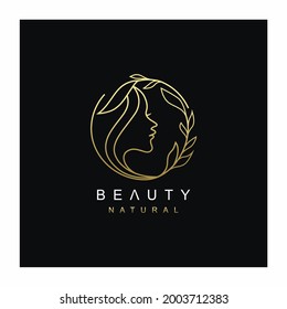 Line Art Natural Beauty woman face logo design