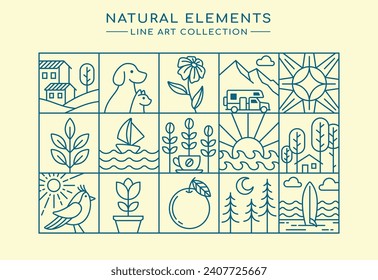 line art of natural elements collection