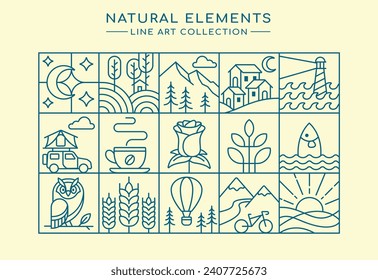 line art of natural elements collection