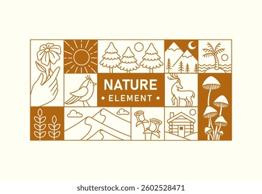 line art of natural elements collection