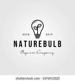 line art nature bulb logo icon. vintage vector design illustration.