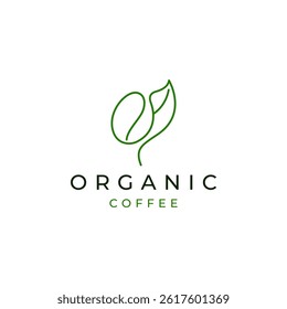 Line art nature coffee and leaf logo design vector
