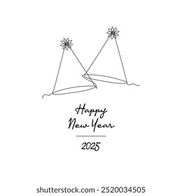 line art of New Year 2025 good for New Year 2025 celebrate. line art.