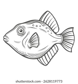 Arte de línea: Niger Triggerfish (Odonus niger)