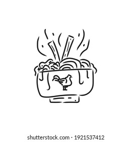 Line art noodle monoline design vector