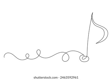 Line Art Note. Simple Line Drawing Of Music Note With Curves. Minimalist Artistic Design Illustrating Melody And Sound. Elegant Continuous Line Art Representing Musical Harmony.