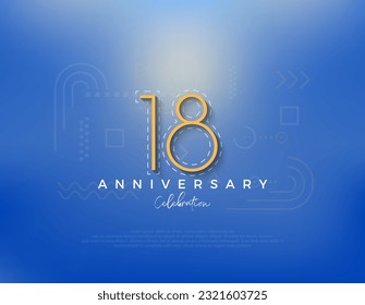 Line art number design for 18th anniversary celebration. Premium vector for poster, banner, celebration greeting.