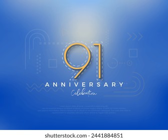 Line art number design for 91st anniversary celebration. Premium vector for poster, banner, celebration greeting.