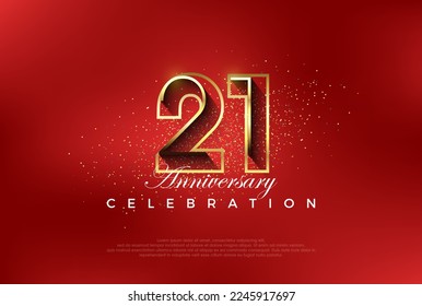 line art number with golden fancy 21st numeral.