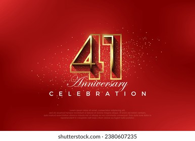 line art number with golden fancy 41st numeral. Premium vector for poster, banner, celebration greeting.