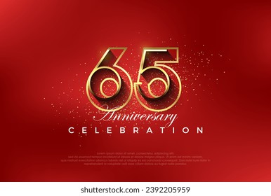 número de línea de arte con el elegante dorado número 65. Vector premium para afiches, banner, saludo de celebración.