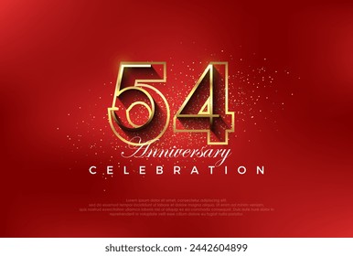 line art number with golden fancy 54th numeral. Premium vector for poster, banner, celebration greeting.