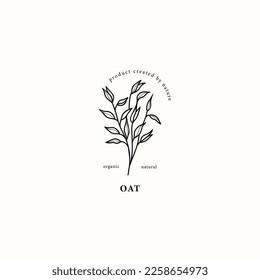 Line art oats branch illustration