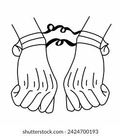 line art object a pair of hands tied, without freedom	