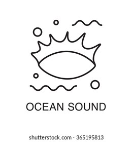 Line art ocean sound in the empty shell on a beach. Summer vacation concept.