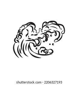 Line art ocean surf wave element design vector