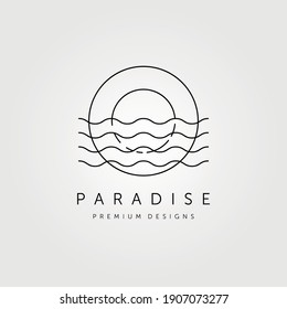 line art ocean wave logo vector symbol illustration design