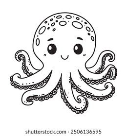 Line art of octopus cartoon vector