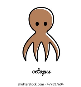 Line art octopus icon. Isolated vector illustrations. Infographic element