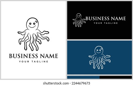 line art octopus logo template