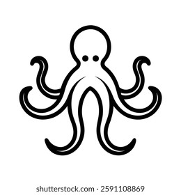 line art octopus and white background