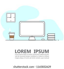 line art office room vector design