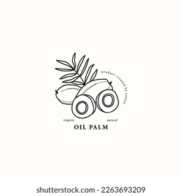 Line art oil palm tree illustration