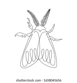 Line art one line butterfly moth for decoration design. Decoration element. Beauty style. Insect collection. One line continuous drawing. Trendy minimal design.