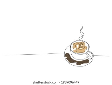 line art or One Line Drawing of coffee. and Coffee cup shop concept. minimalist,