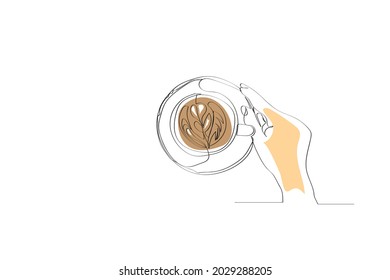 line art or One Line Drawing of coffee. and Coffee cup shop concept. minimalist,
