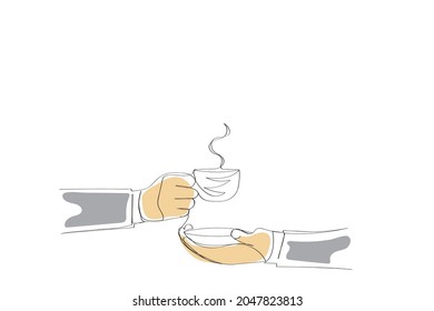 line art or One Line Drawing of coffee. and Coffee cup shop concept. minimalist,