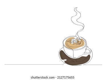line art or One Line Drawing of coffee. and Coffee cup shop concept. minimalist,