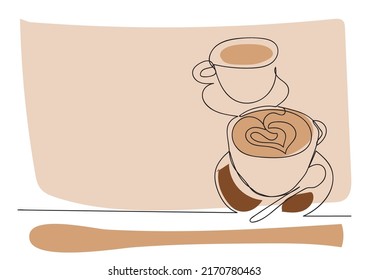 line art or One Line Drawing of coffee. and Coffee cup shop concept. minimalist,