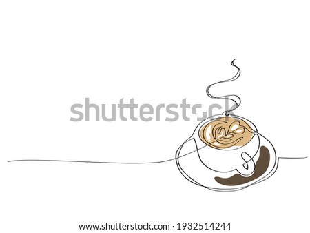 line art or One Line Drawing of coffee. and Coffee cup shop concept. minimalist,