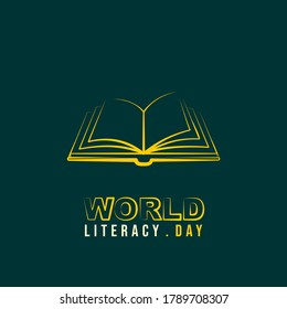 Line art of Open Book vector illustration. Good template for world literacy day design.