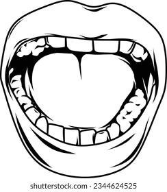 line art of an open mouth for a vector object