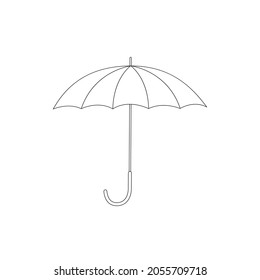 Line art open umbrella. Autumn or spring clothes accessory for rainy weather. Isolated vector illustration.