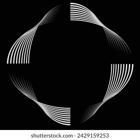  Arte lineal arte óptico. Fondo abstracto psicodélico. Fondo monocromo. Estilo de ilusión óptica. Fondo negro oscuro. Patrón moderno. Textura gráfica abstracta. Adorno gráfico