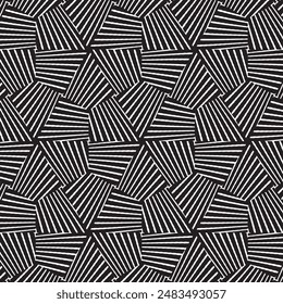 In: Line Art Optical Art. Psychedelic abstract background. Monochromer Hintergrund. Optischer Illusionsstil. Schwarzer dunkler Hintergrund. Modernes Muster. Abstrakte grafische Textur. Grafisches Ornament