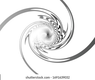  Line art optical art. Psychedelic background. Monochrome background. Optical illusion style. Black dark background. Modern pattern. Vector template 