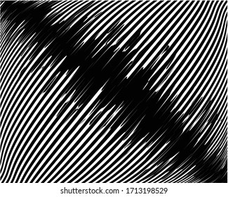  Arte óptico en línea. Fondo psicodélico. Fondo monocromo. Estilo de ilusión óptica. Fondo negro oscuro. Diseño moderno. Textura gráfica abstracta. Ornamento gráfico. Plantilla de vector