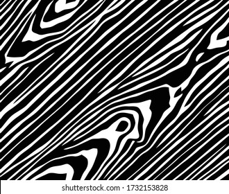 Line art optical art. Psychedelic background. Monochrome background. Optical illusion style. Black dark background. Modern pattern. Abstract graphic texture. Graphic ornament. Vector template