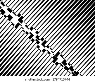  Line art optical art. Psychedelic background. Monochrome background. Optical illusion style. Black dark background. Modern pattern. Abstract graphic texture. Graphic ornament. Vector template