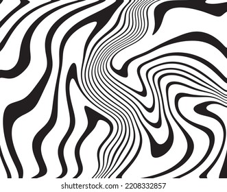  Line art optical art. Psychedelic background. Monochrome background. Optical illusion style. Black dark background. Tire Tracks. Graphic ornament. Vector template 
